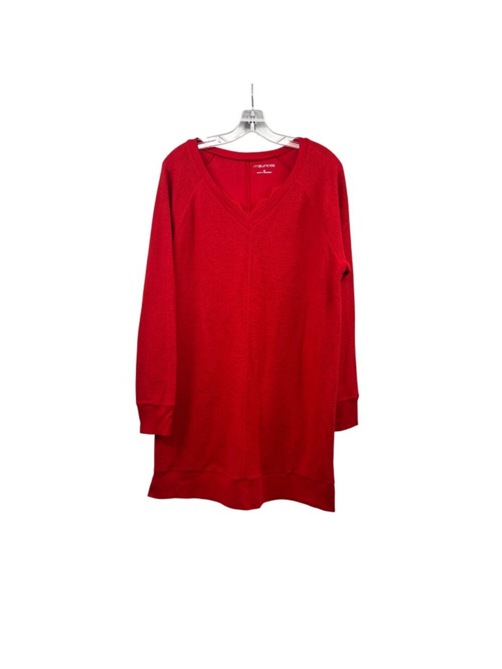 Maurices Womens Sweatshirt Dress Lace V-Neck Red Size Medium